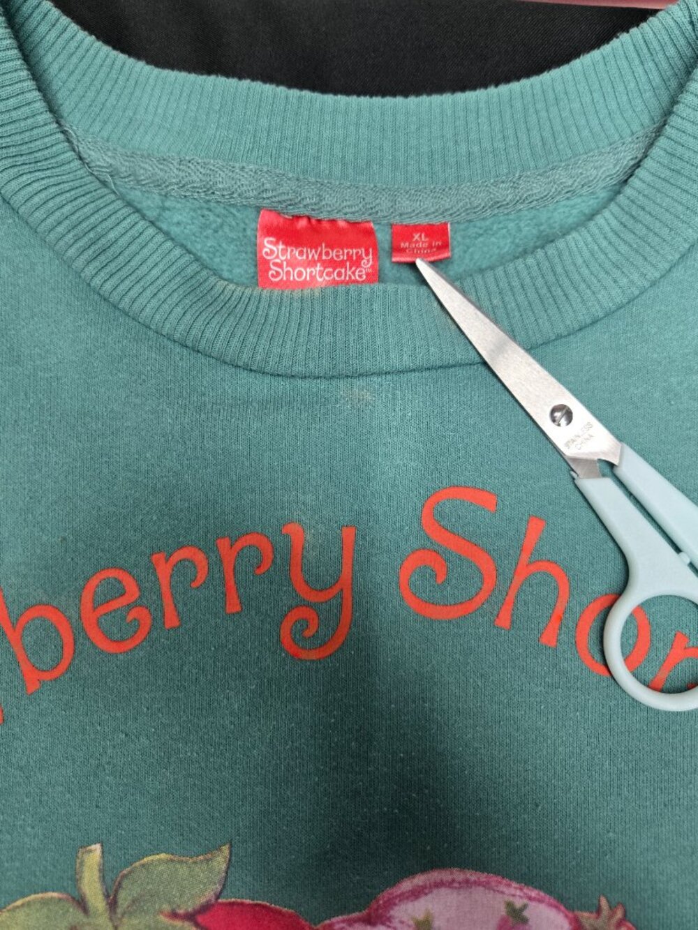 Strawberry Shortcake Retro Sage Green Oversized Graphic Crewneck Sweatshirt XL - Picture 3 of 11